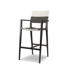 Bar Arm Chair Black & White Wicker